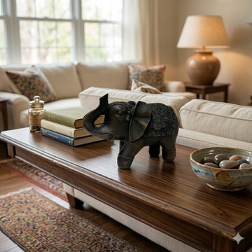 Vintage Dark Brown Metal Elephant Trunk Up Accent Figure GB589