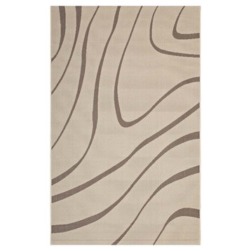 Modway Surge 5' x 8' Swirl Abstract Area Rug in Beige