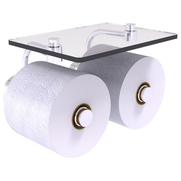Dottingham 2 Roll Toilet Paper Holder with Glass Shelf, Polished Chrome