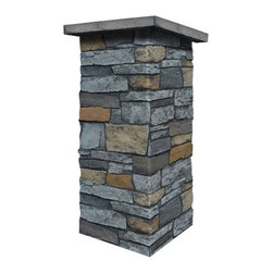 C143-BRECKENRIDGE DEEP WIDE STACKED STONE COLUMN WRAP (CAPS SOLD SEPARATELY) - Wall Panels