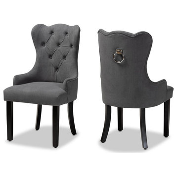 Davis Transitional Gray Velvet Upholstered Dining Chair, Set of 2