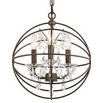 Coffee Copper Highlights Crystal Clear Glass Orb Pendant/Chandelier