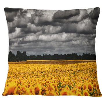 Van Gogh Summer with Clouds Landscape Printed Throw Pillow, 16"x16"