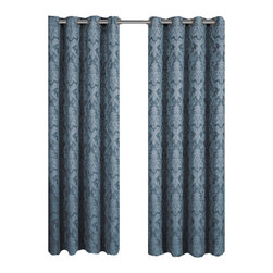 Royal Tradition - Blair Jacquard Grommet Top Panels, Set of 2, Blue, 108"x84" - Curtains