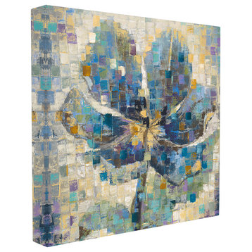 Magnolia Grid Squares Stretched Canvas Wall Art, 17x17