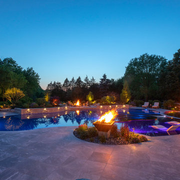 Barrington Hills, IL Freeform Perimeter Overflow with Perimeter Overflow Hot Tub