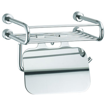 Tivoli Stainless Steel Bathroom Wall-Hung Wire Basket With Toilet Paper Holder