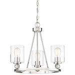 Minka Lavery - Minka Lavery 3077-613 Studio 5 - Three Light Chandelier - The Studio 5 family by Minka Lavery is a lifestyle design consistent with urban trends. Glass shades set upon crystals deco orbs make this collection a true design solutions for living.  Painted Bronze with Natural Brushed Brass Finish  Exclusive Minka Group Hand Applied and Plated Finish  Clear Glass with Interior Etched White Glass 22"Dia. X 19"H  3-100W Ferro Medium Base (Bulbs Incl.).Canopy Included: TRUE Shade Included: TRUE Canopy Diameter: 5 x 0.75