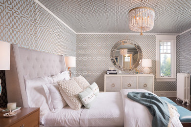 Inspiration for a large contemporary master dark wood floor and brown floor bedroom remodel in Seattle with white walls and no fireplace