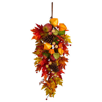 35" Autumn Maple Leaf and Berries Fall Teardrop