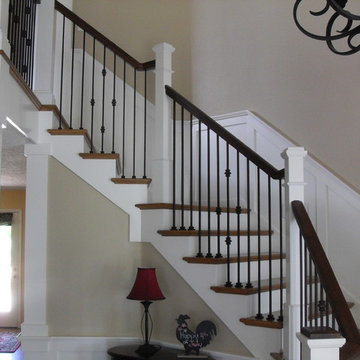 Box newels &  Wought iron