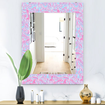 Designart Pink Spheres 7 Bohemian And Eclectic Frameless Wall Mirror, 28x40