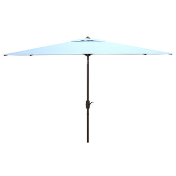 Safavieh Athens 6.5 x 10 Rectangle Umbrella, Baby Blue/White