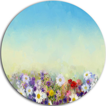 Soft Flowers In Spring Background, Floral Round Wall Art, 11"
