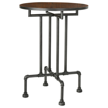 GDF Studio Cytheria Industrial Faux Wood Bar Table, Dark Brown