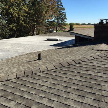 GAF Timberline Weathered Wood Roseville Roof Replacement plus EPDM Flat roof