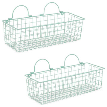 Medium Aqua Wire Wall Basket (Set of 2)