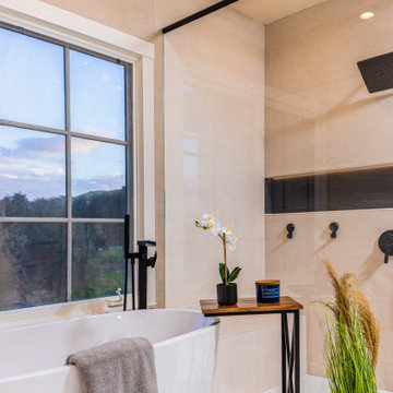 Shower remodel with updated waterproofing preparation behind the finished tile