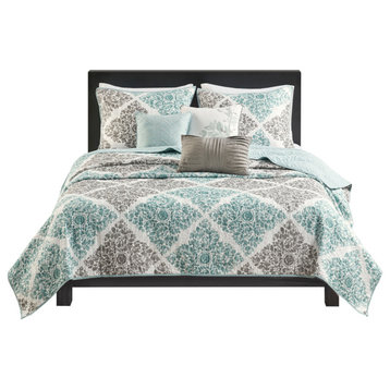 Madison Park Printed Quilted 6-Piece Coverlet Set, King/California King