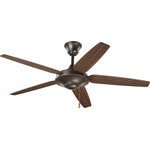 Progress Lighting - Progress Lighting 54" 5-Blade Fan, Antique Bronze, Classic Walnut - 54" five-blade Energy Star Fan with reversible Medium Cherry/Classic Walnut blades and an Antique Bronze finish. The AirPro Signature ceiling fan offers great performance and value. This contemporary styled fan features a powerful, 3-speed motor that can be reversed to provide year-round comfort. Includes innovative canopy system that can be installed on vaulted ceilings up to 12:12 pitch. A 1" x 6" downrod is included, however, longer downrods can be ordered separately.