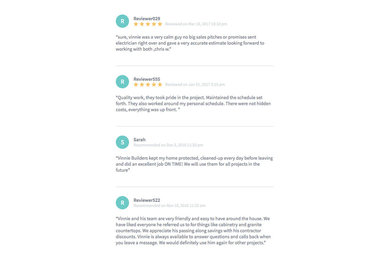 Testimonials for Vinnie Builders