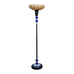 Art Deco Glass Ball Torchiere Floor Lamp - Floor Lamps