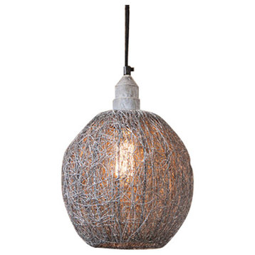 Nesting Wire Hanging Light Pendant in Weathered Zinc