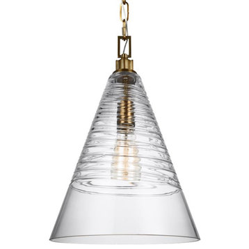 Murray Feiss P1445BBS Elmore Cone Pendant, Burnished Brass