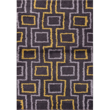 Well Woven Madison Shag Prism Place Rug, Gray Gold, 5'x7'2''