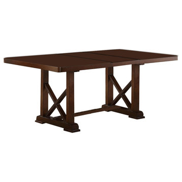 Benzara BM171312 Rectangular Wooden Dining Table, Brown