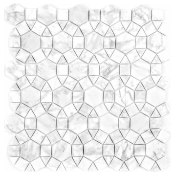 Miseno MT-WHSMARRNG-CA Marble - 3" x 6" Deco Wall Mosaic Tile - - White