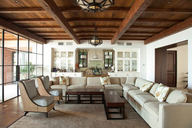 Example of an arts and crafts living room design in Orange County