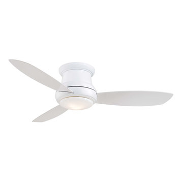 Minka Aire Concept II LED Flush Mount Ceiling Fan With Remote Control, White, 52