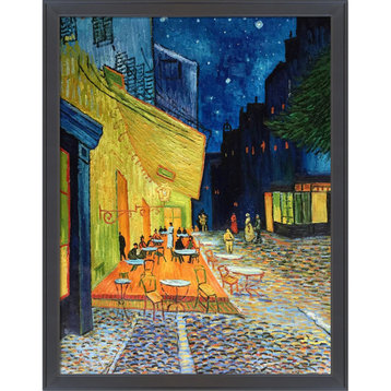 La Pastiche Cafe Terrace at Night with Gallery Black, 40" x 52"