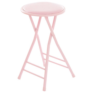 Trademark Home Collection 24 x 14 Cushioned Folding Stool, Pink