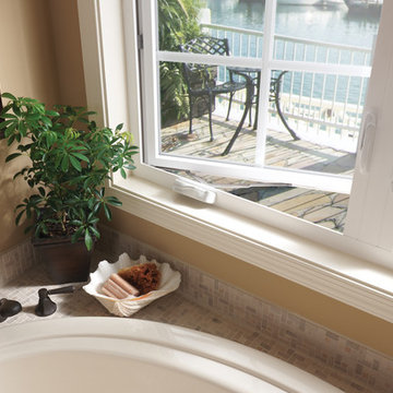 Tuscany series casement windows with door hinged design and white finish