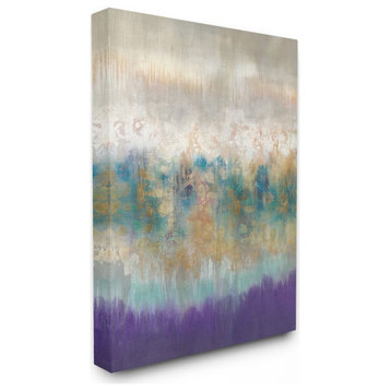 Elegant Purple Grey Gold Brush Stroke Abstract Painting,1pc, each 30 x 40