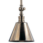 Hudson Valley Lighting - Darien, One Light 11-inch Pendant, Historic Bronze Finish - Thoughtfully scaled, Darien highlights details drawn from America's rich design heritage. The collection's uniquely crafted metalwork garners special attention. An oversized decorative swivel makes a memorable focal point, while ring details on the socket holder enhance the cast construction. Darien's intricate metalwork is set off by the angularity of the conical shades.