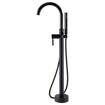 OVE Decors Athena 1-Handle Freestanding Tub Faucet with Hand Shower, Matte Black