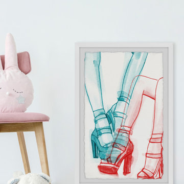 "Cute Chunky Heels" Framed Painting Print
