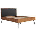 Armen Living - Coco Rustic Oak Wood Upholstered Faux Leather Queen Platform Bed - Give your bedroom a major style upgrade with this Armen Living Coco Upholstered Platform Bed. The upholstery features a diamond stitch pattern tufting for a classic but modern look. As a bonus, the included wooden slats offer a reliable foundation for your mattress without needing a box spring. The foundation of the bed is made from solid oak, metal with upholstered headboard in black faux leather. The foot board features rustic wood grain look that lends itself to any transitional style home. The Coco Upholstered Platform Bed are available in black with wood accent in size King or Queen. We stand by the quality, the craftsmanship, and the integrity of our product by offering a 1-year warranty for all our products. We want our customers to enjoy our product and we will always be there to help with our top-notch customer service support.