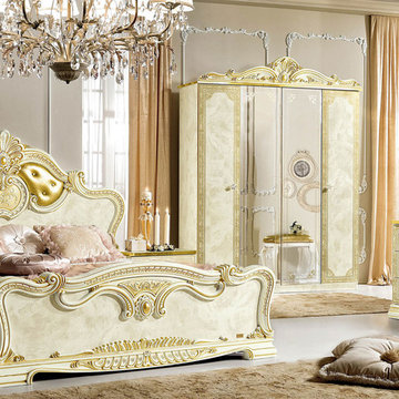Leonardo Traditional Bedroom Set | Ivory & Gold