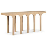 Meridian Furniture - Westfield Console Table, Black, 58" Wide, Natural, 70"wide, Console Table - Finish off the look of your space with this beautiful Westfield natural console table. Its rich natural oak finish, oak veneer, and mixture of solid wood and MDF blend seamlessly in an art deco design. Ideal for entryways or living rooms, it offers both style and functionality with ample surface area and storage options. Take your decor to the next level with this statement piece that combines classic craftsmanship and modern sensibility, perfect for showcasing your personal style and enhancing any room's ambiance.