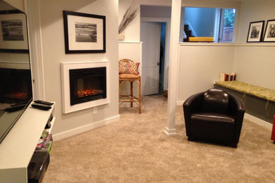 Example of a trendy basement design in Seattle