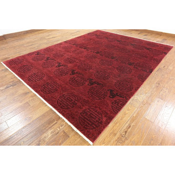 Overdyed Full Pile Arts & Crafts Oriental Wool Rug, 9'1"x12'1"