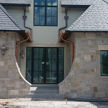 Half Round Copper Gutters w/ Round Copper Downspouts