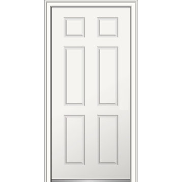 Severe Weather 6-Panel Fiberglass Smooth Entry Door, LH Outswing, 33.5"x81"