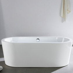 58" x 29" White Oval Soaking Free-Standing Pedestal Bathtub - Bathtubs