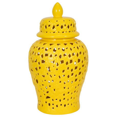 Pierced Yellow Temple Jar 24"