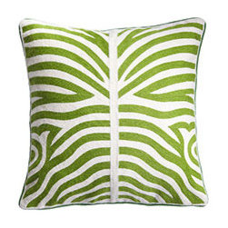ZEBRA CREWEL PILLOW - GREEN - Decorative Pillows